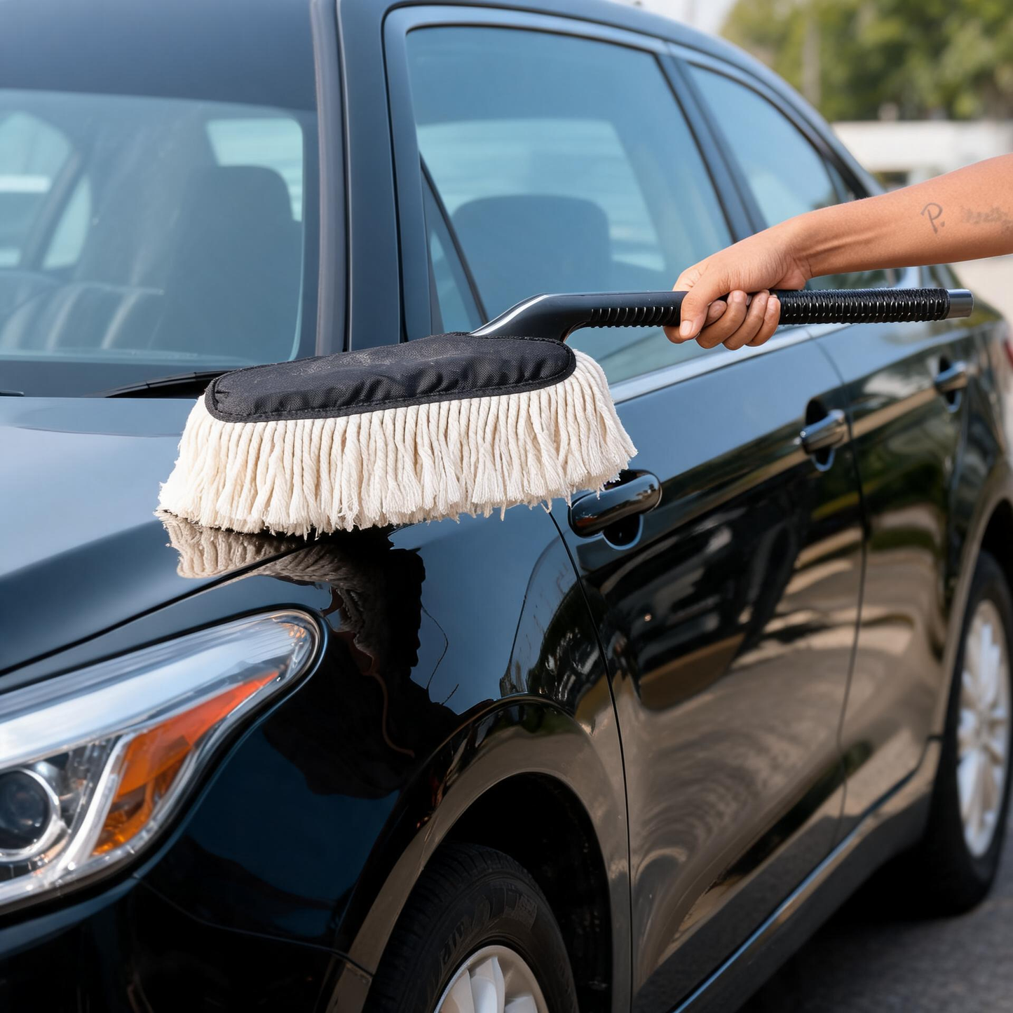 Quick Clean Car Duster (Special Wax-Infused Cotton) Lint-Free & Scratch-Free Car Dust Cleaner Brush