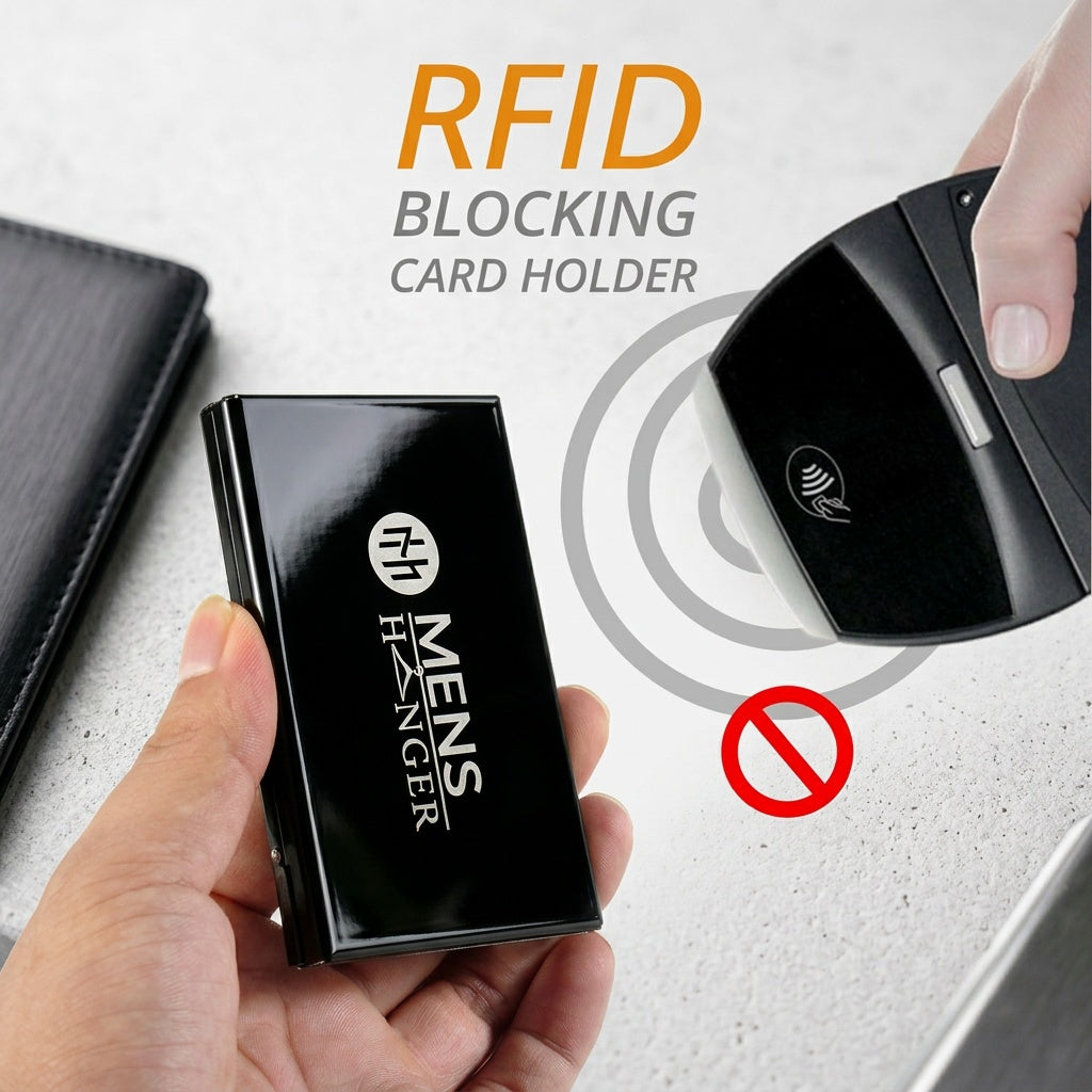 Mens Hanger Metal Card Holder Wallet for Men – RFID Blocking Slim Aluminium Card Case