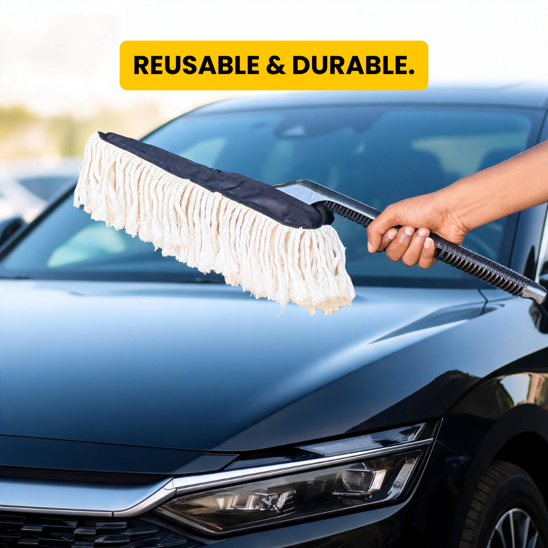 Quick Clean Car Duster (Special Wax-Infused Cotton) Lint-Free & Scratch-Free Car Dust Cleaner Brush