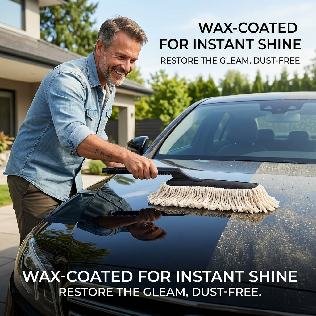 Quick Clean Car Duster (Special Wax-Infused Cotton) Lint-Free & Scratch-Free Car Dust Cleaner Brush
