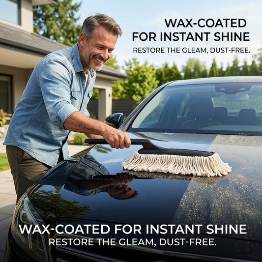 Quick Clean Car Duster (Special Wax-Infused Cotton) Lint-Free & Scratch-Free Car Dust Cleaner Brush