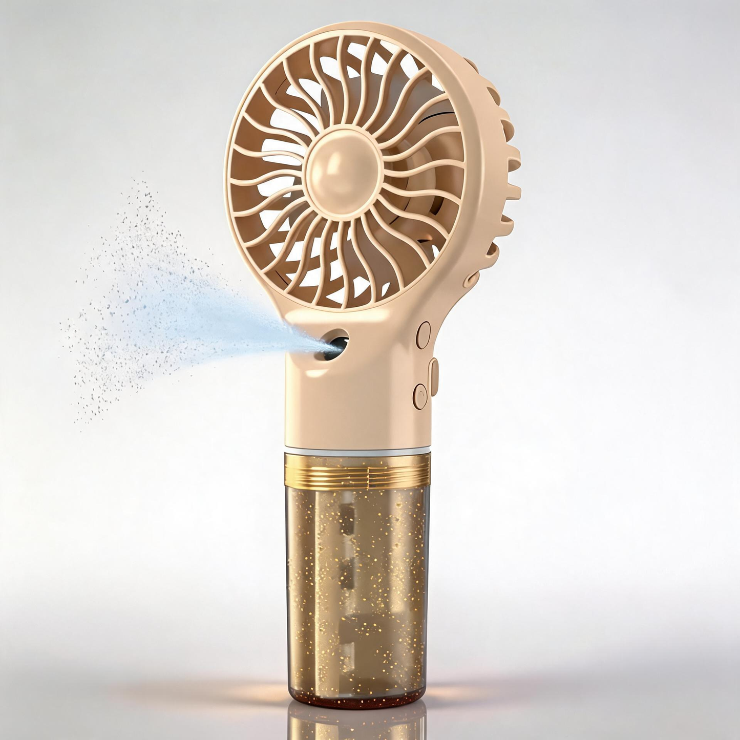 Portable Rechargeable Handheld Fan with Mist Spray.